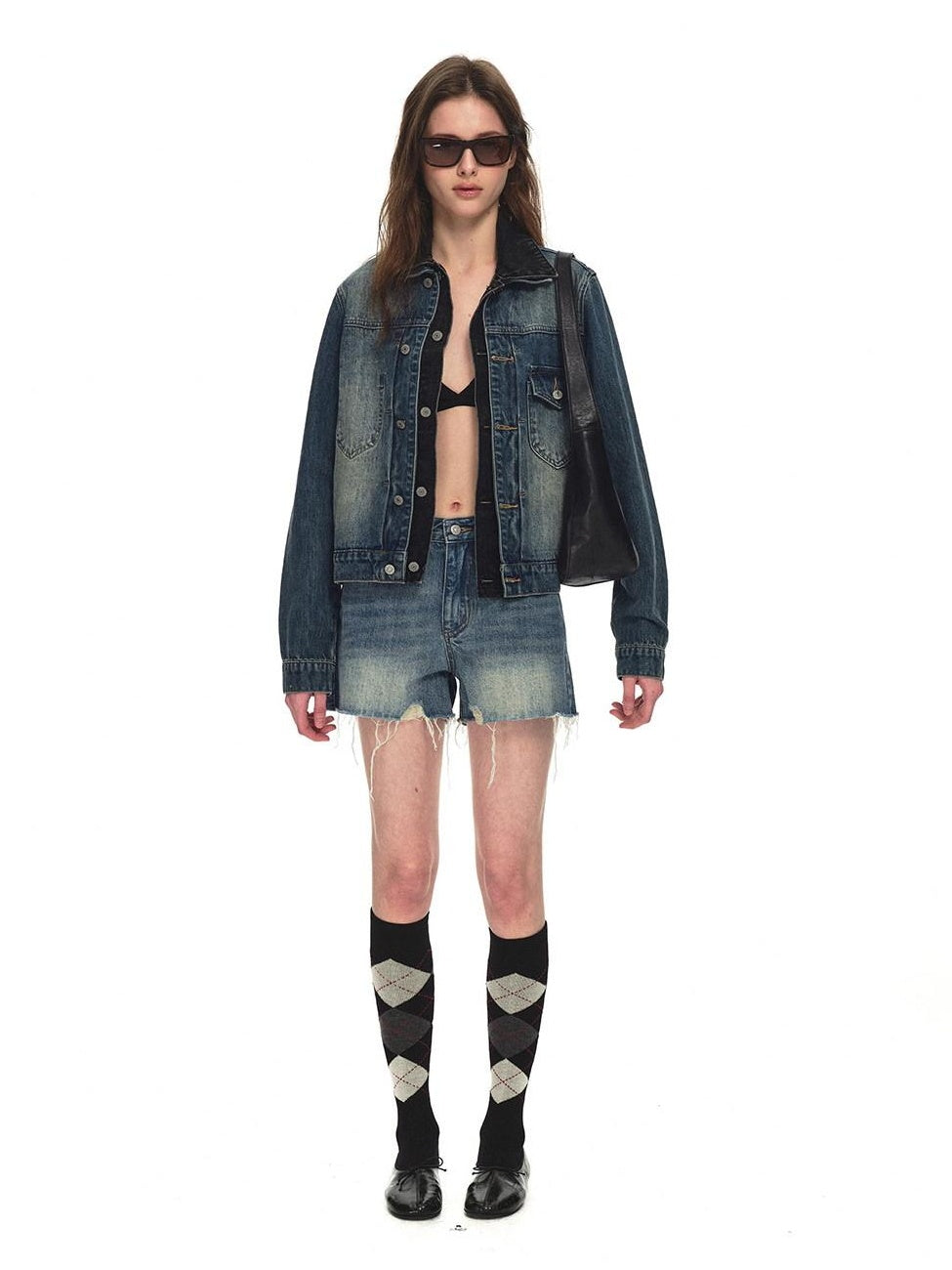 Country Moment Tie Dye Gradient Oversized Short Cotton Blend Women Casual Denim Jackets