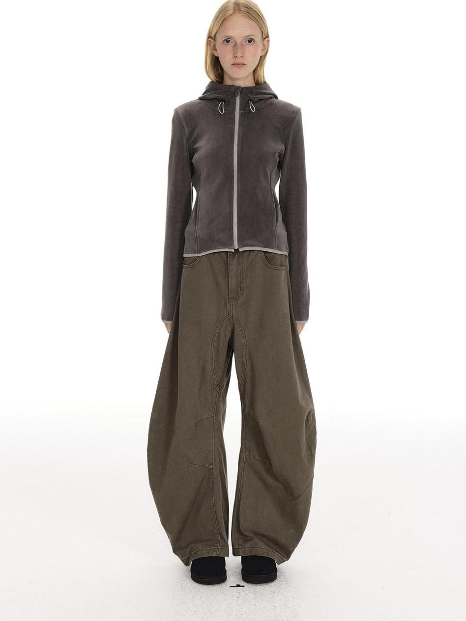 Country Moment Breathable Cotton Sculpted Mid Rise Casual Loose Black Brown Wide Leg Pants