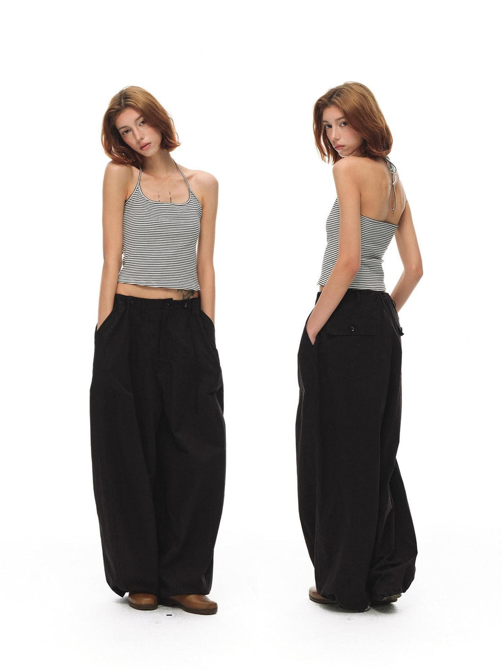 Country Moment Organic Cotton Slight Stretch Relaxed Mid Rise Solid Black Wide Leg Pants
