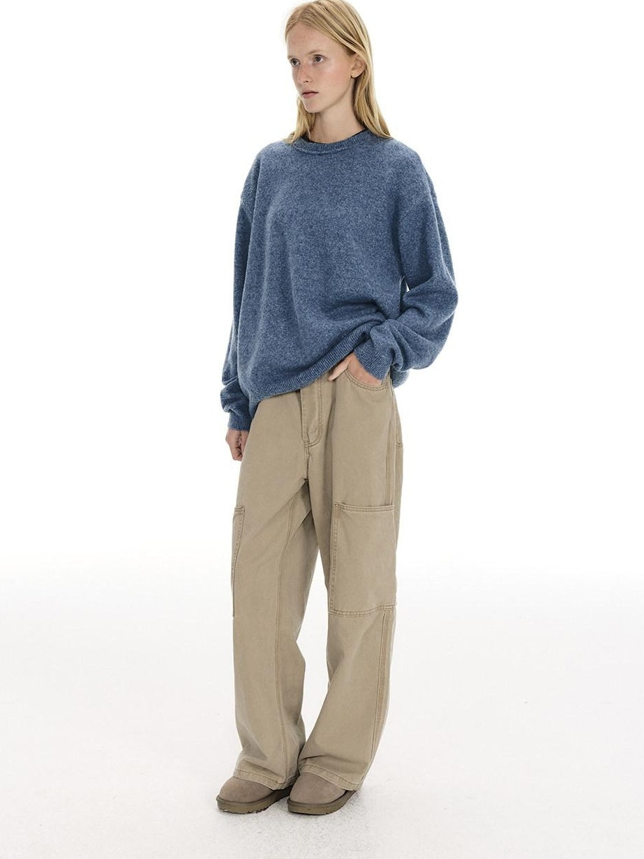 Country Moment 100% Cotton High Waist Breathable Loose Wide Leg Pockets Button Fly Cargo Pants