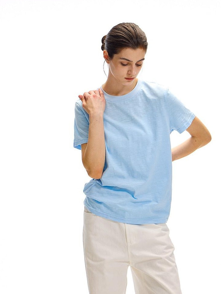 Country Moment Bamboo Cotton Minimal Loose Fit Unisex Solid Crew Neck Short Sleeve T-Shirts