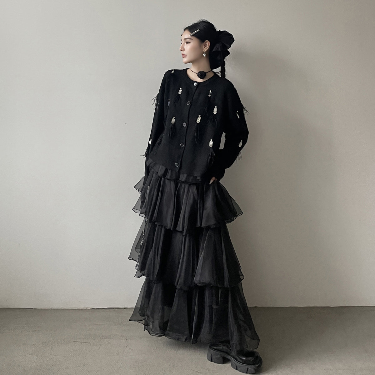 DDGIRL_studio_Fade_Resistant_Lined_Tiered_High_Waist_A_Line_Office_Nylon_Maxi_Skirts_MISSTT