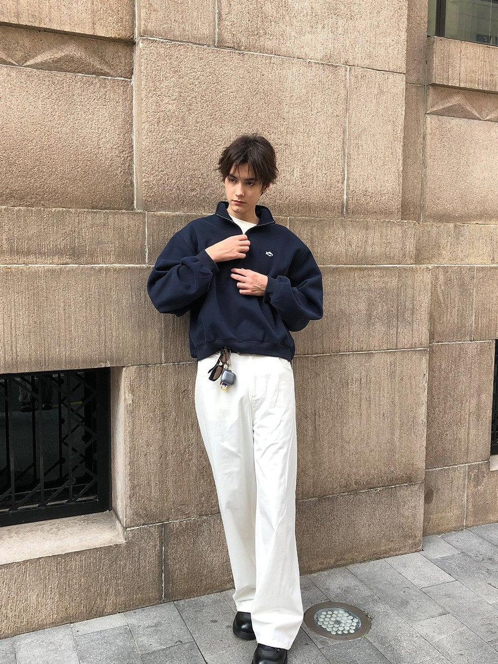 Country Moment Cotton Mid Rise Straight Fit American Casual Youth Khaki Black Straight Pants