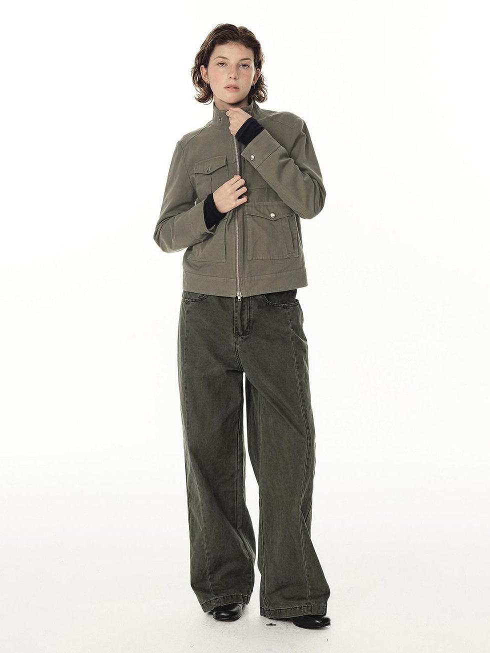 Country Moment Durable Cotton Utility Structured Multi Pocket Unisex Zip Cropped Jackets