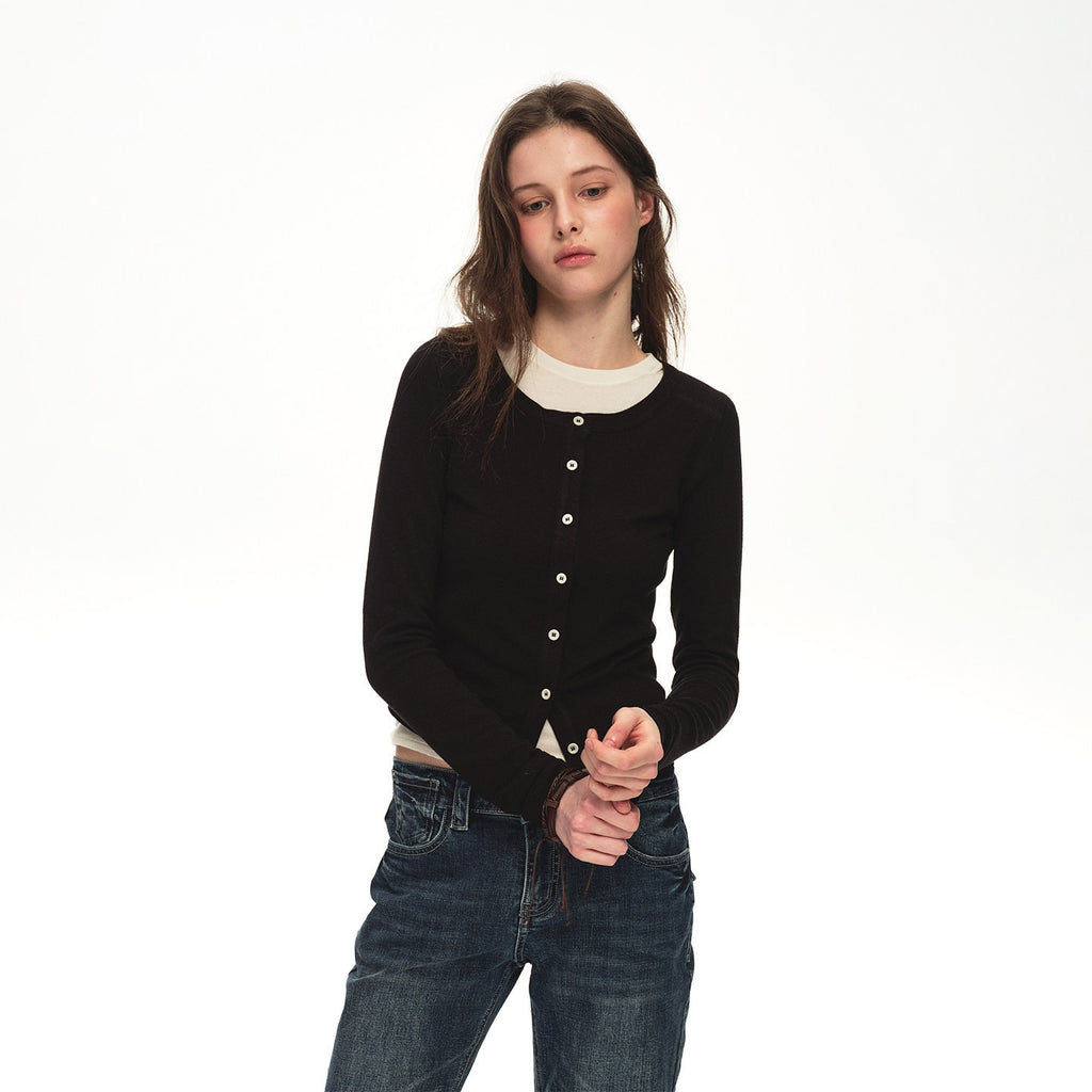 Country_Moment_Soft_Cotton_Blend_Slim_Cropped_Round_Neck_Women_Black_Button_Cardigans_MISSTT