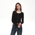 Country_Moment_Soft_Cotton_Blend_Slim_Cropped_Round_Neck_Women_Black_Button_Cardigans_MISSTT