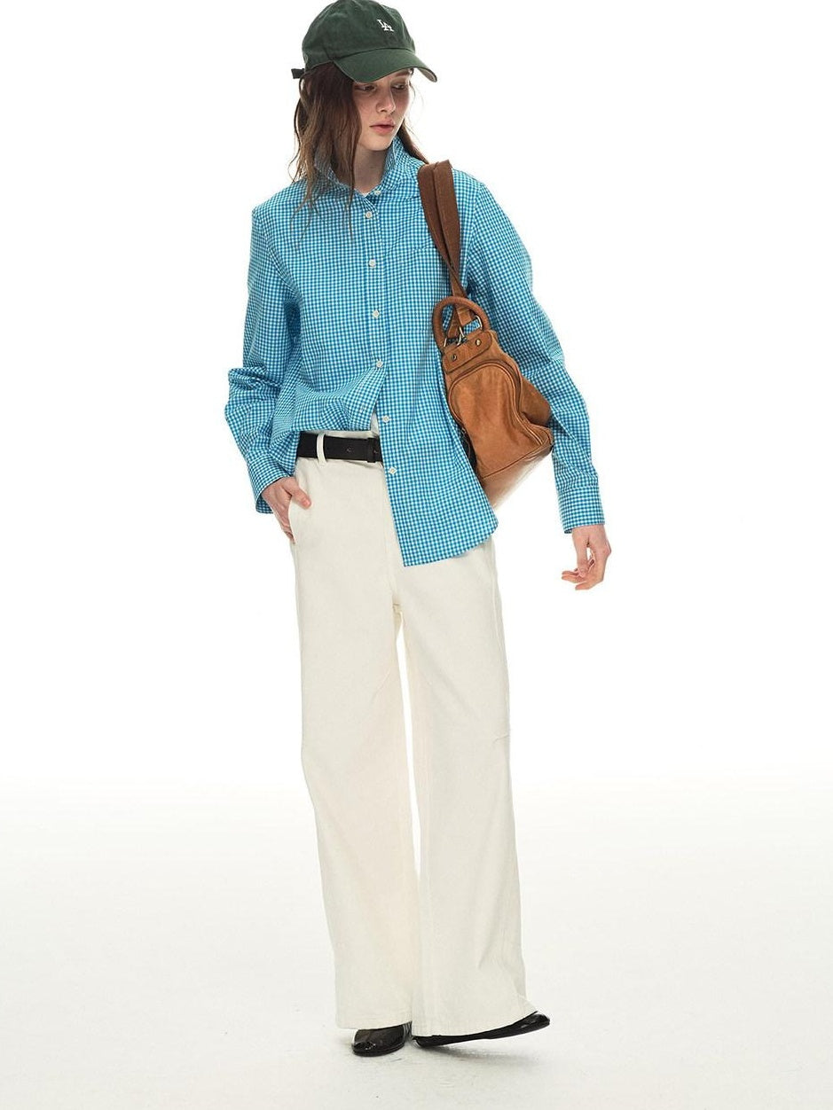 Country Moment Breathable Cotton Relaxed Natural Waist Casual Daily White Wide Leg Pants