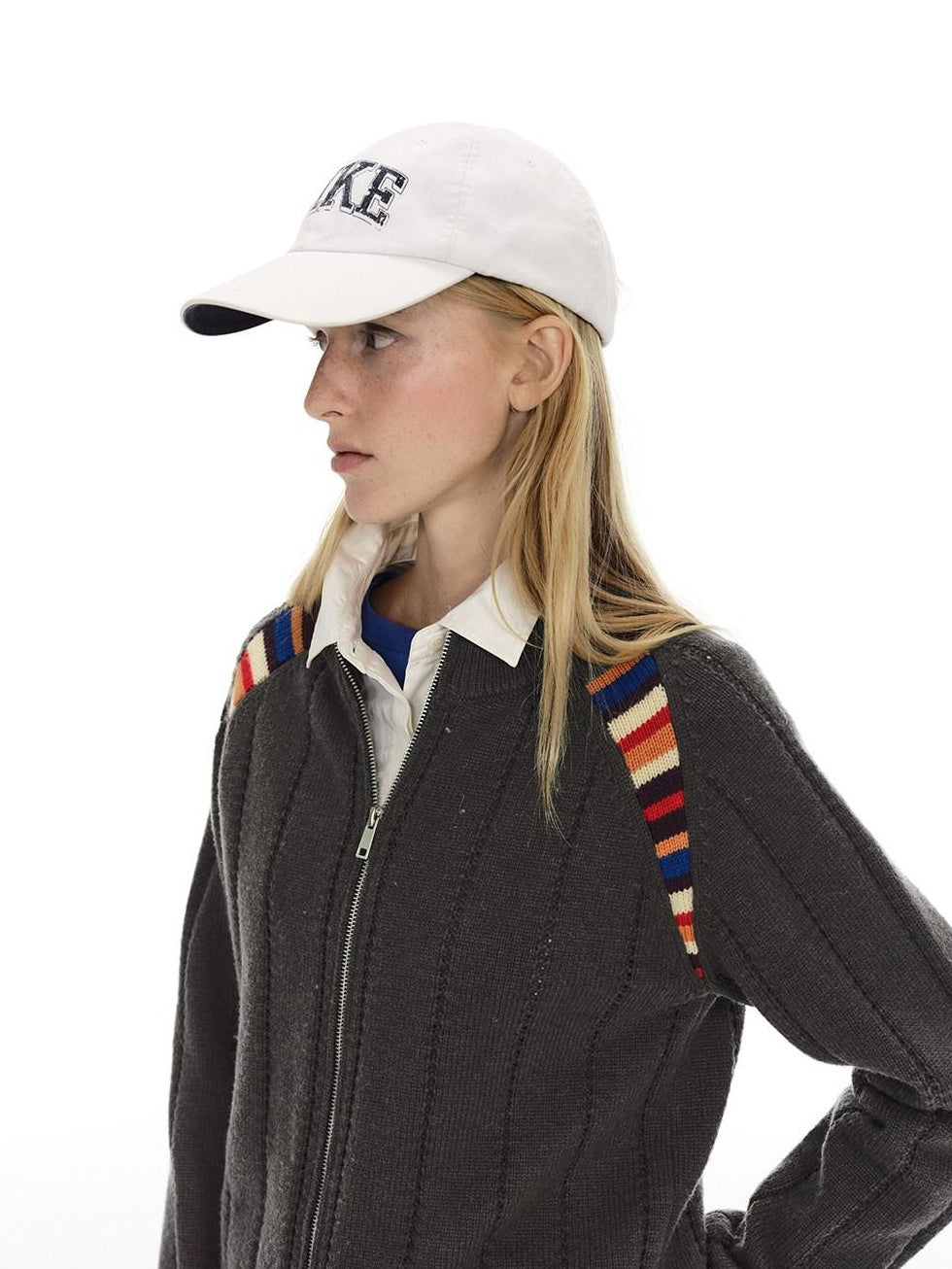 Country Moment Soft Wool Blend Zip Front Contrast Stripe Unisex Youth Regular Fit Sweaters