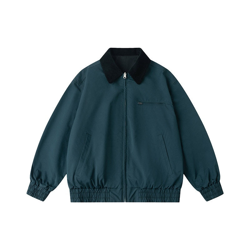 Country_Moment_Dark_Green_Polyester_Loose_Fit_Lapel_Zip_Long_Sleeve_Teen_Daily_Cropped_Jackets_MISSTT
