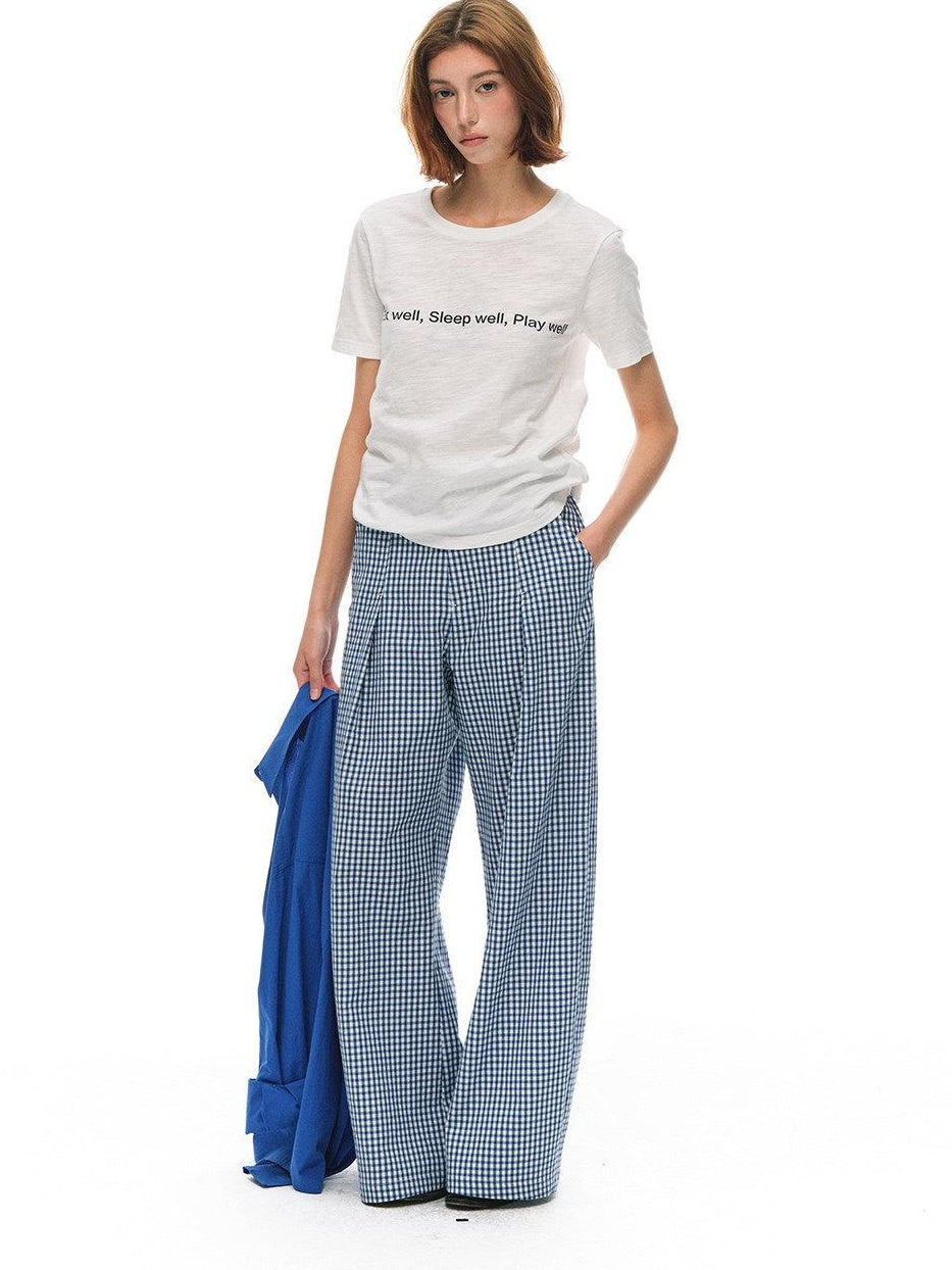 Country Moment Breathable Bamboo Slub Cotton Loose Fit Letter Print Women Short Sleeve T-Shirts