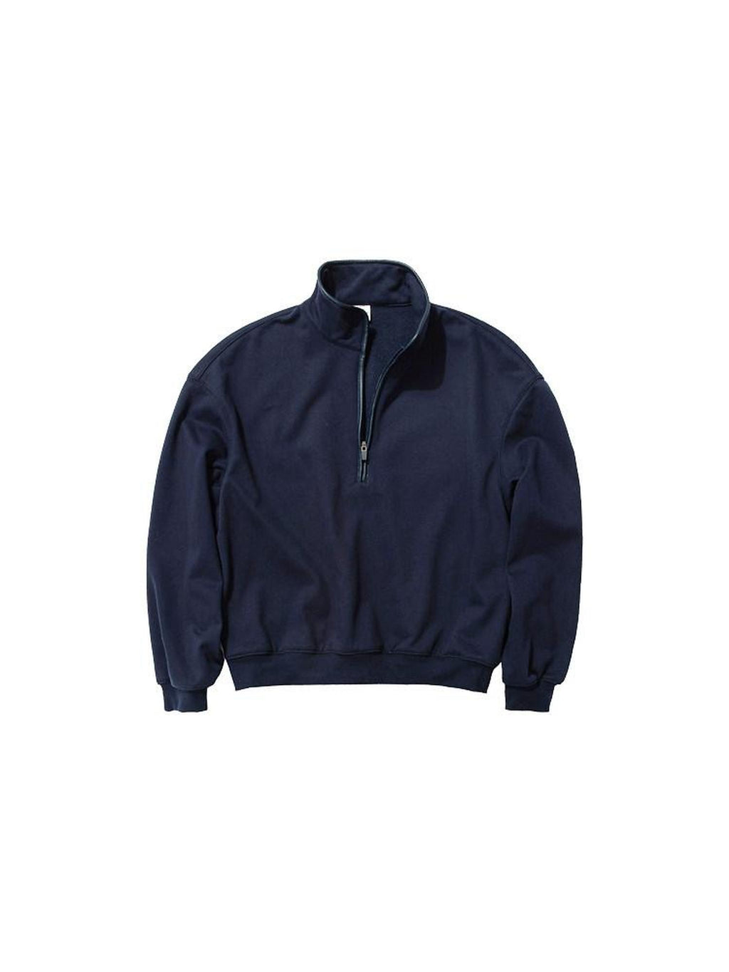 Country Moment Soft Cotton Blend Stand Collar Half Zip American Youth Casual Navy Sweatshirt