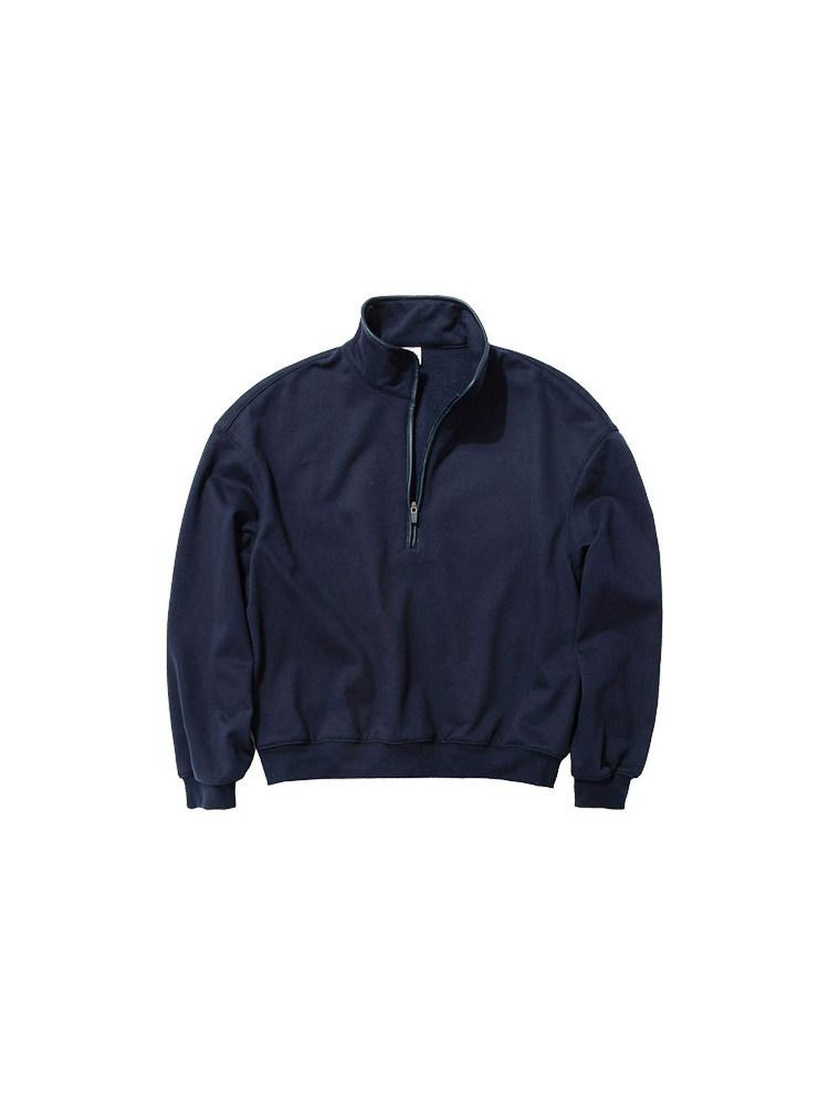 Country Moment Soft Cotton Blend Stand Collar Half Zip American Youth Casual Navy Sweatshirt
