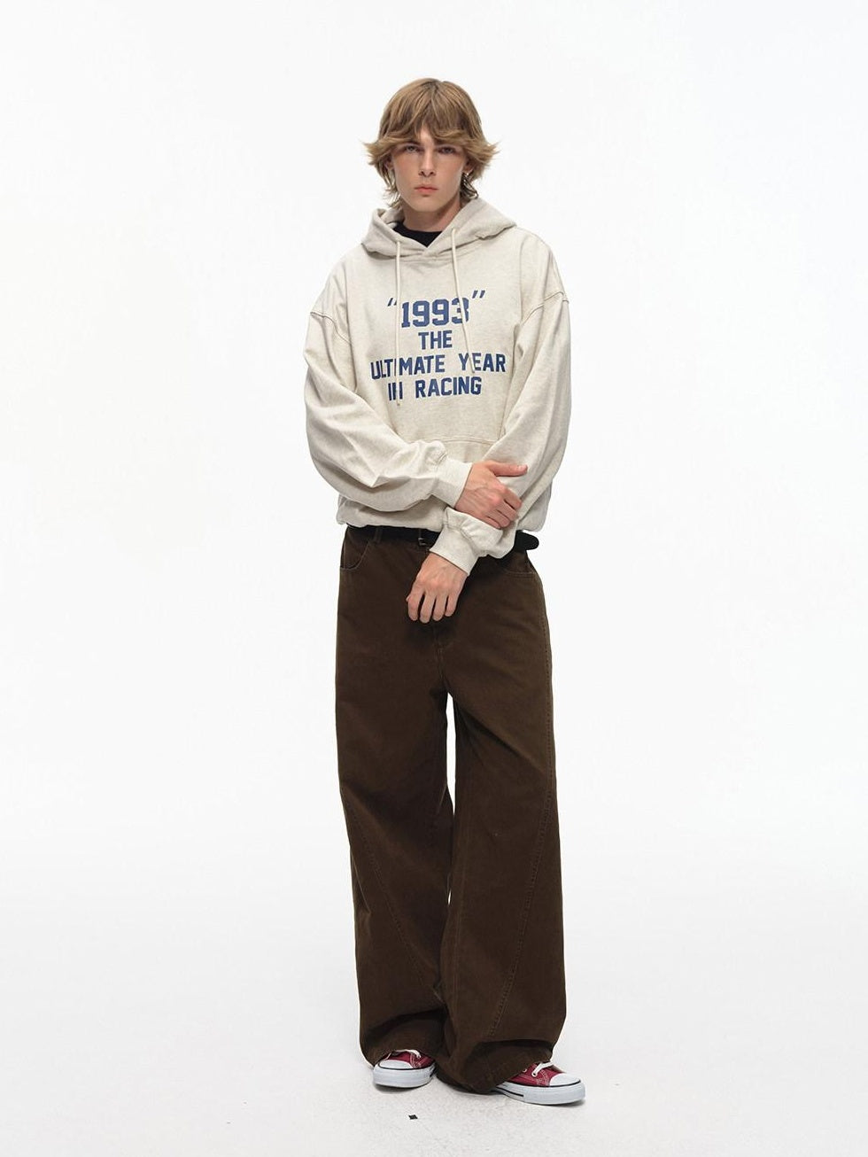 Country Moment Pure Cotton Loose Fit Hooded Letter Print Drop Shoulder Unisex Casual Hoodie