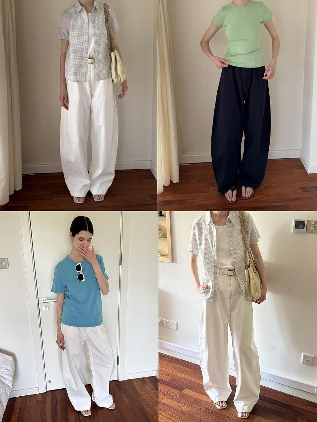 Country Moment 100% Cotton Mid Rise Loose Straight Leg Zipper Fly Everyday Urban Wide Leg Pants