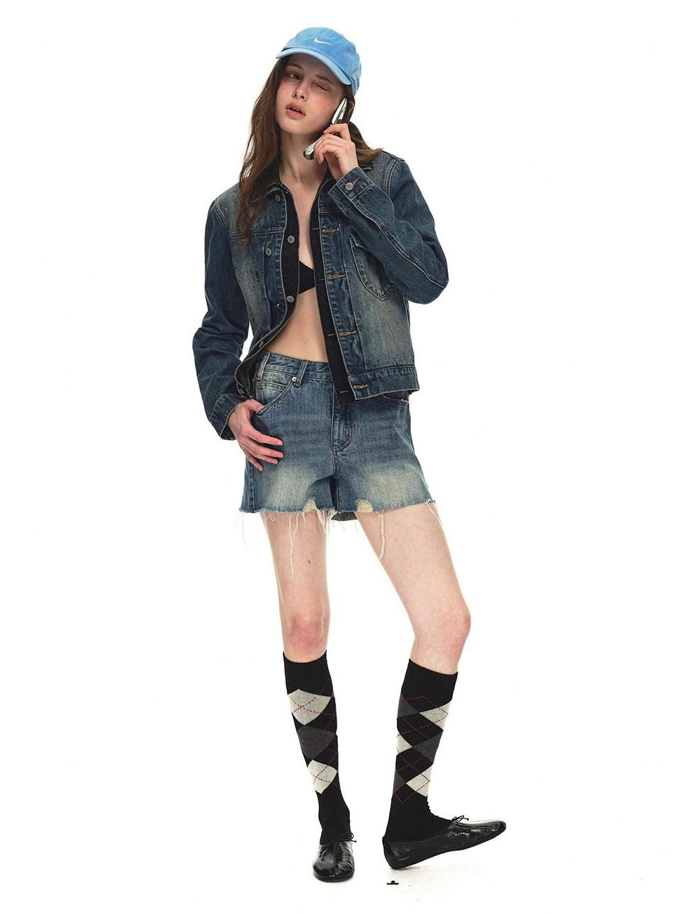 Country Moment Tie Dye Gradient Oversized Short Cotton Blend Women Casual Denim Jackets