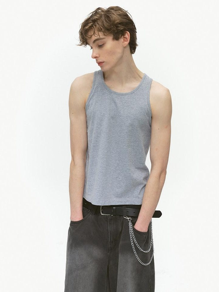 Country Moment Moisture Wicking Cotton Standard Fit Round Neck Casual Solid Color Tank Tops