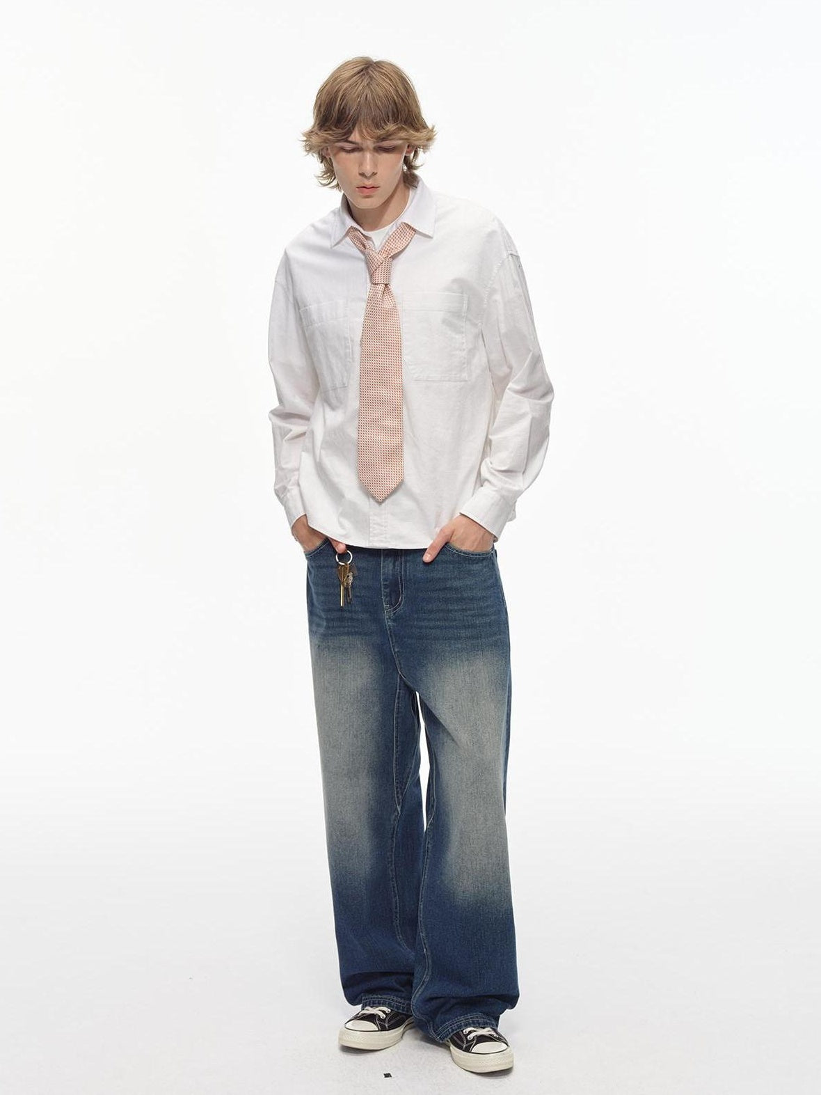 Country Moment Breathable Cotton Linen Loose Button Collar Unisex Long Sleeve Solid Shirts