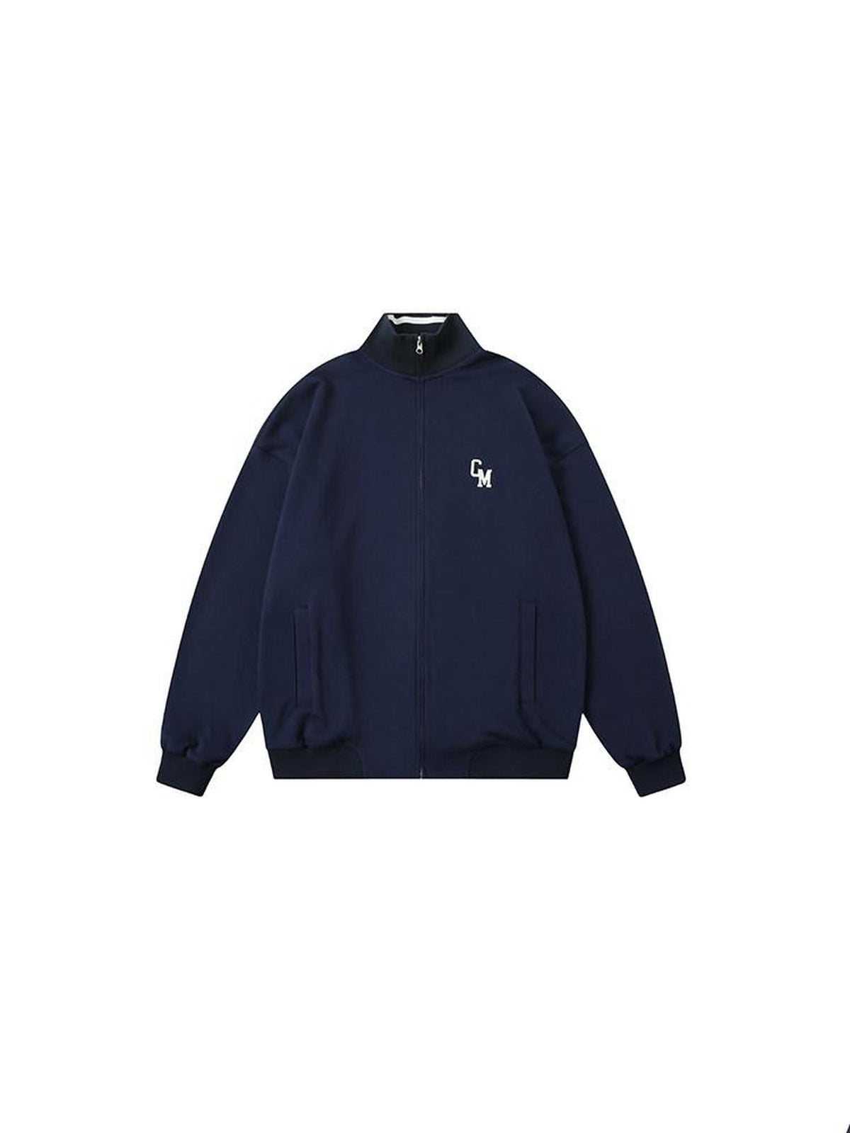 Country Moment 100% Cotton Colorblock Relaxed Fit Stand Collar Navy Teens Cropped Jackets