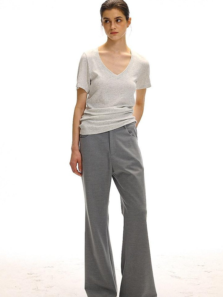 Country Moment Breathable Loose Street Sport Zip Fly Women Solid Gray Straight Pants