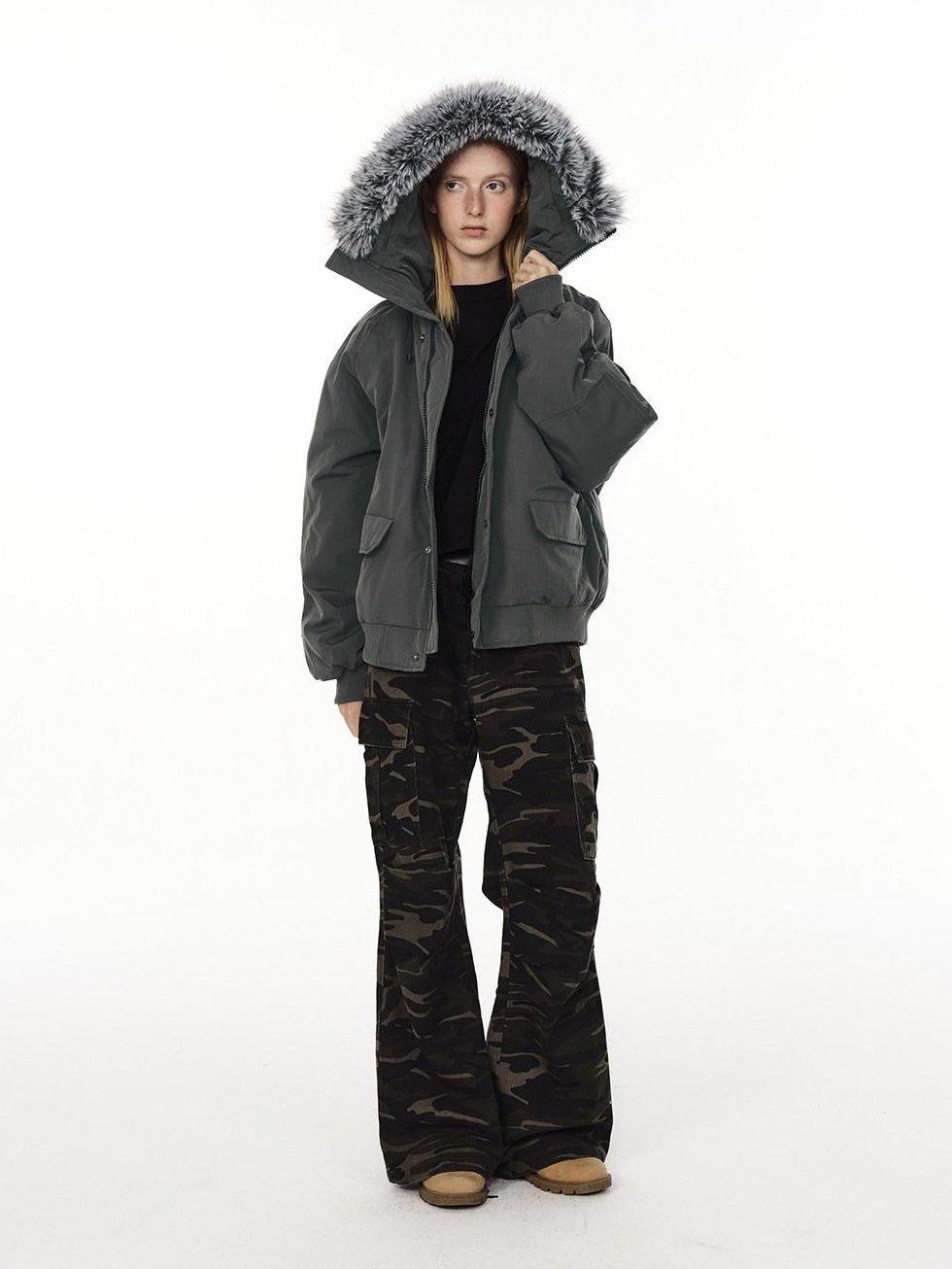 Country Moment 650Fp White Duck Down Hooded Fur Collar Waterproof Unisex Casual Down Jackets
