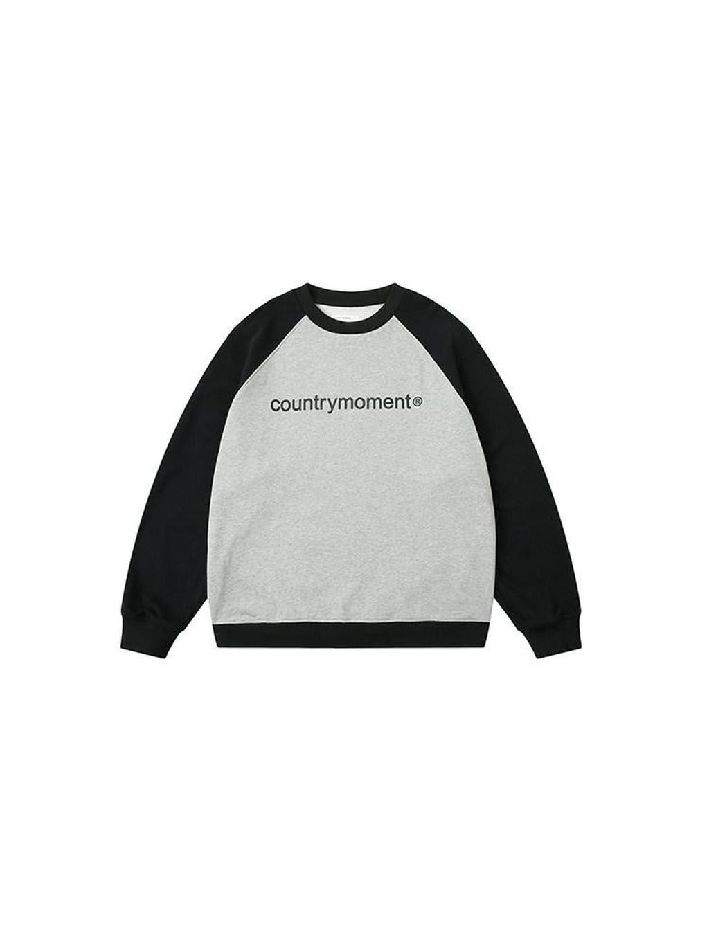 Country Moment Pure Cotton Text Graphic Japanese Loose Crewneck Teen Black Sweatshirt