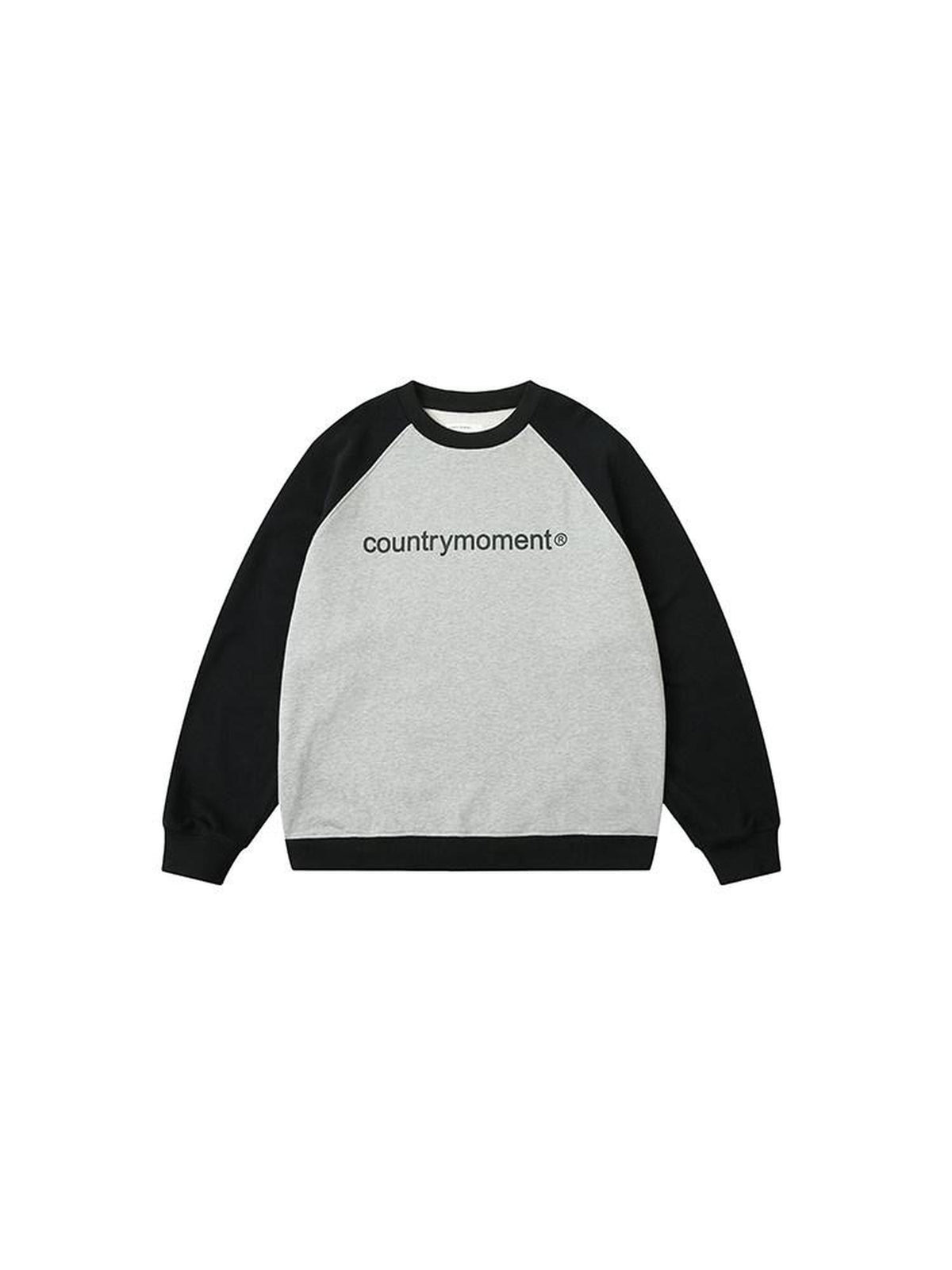 Country Moment Pure Cotton Text Graphic Japanese Loose Crewneck Teen Black Sweatshirt