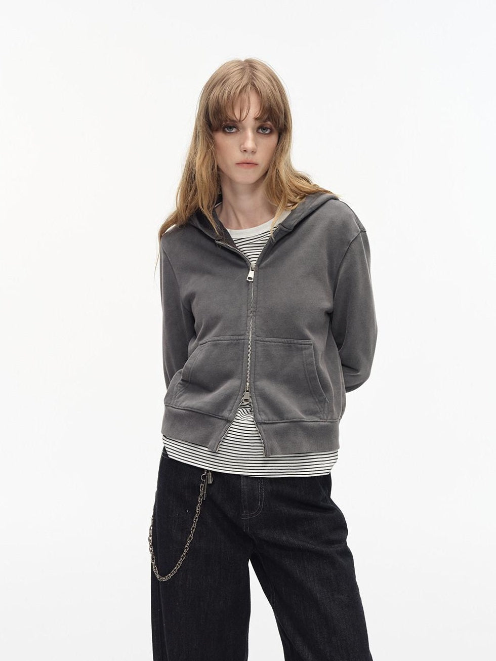 Country Moment Warm 100 Percent Cotton Slim Fit Cleanfit Zip Up Unisex Daily Midweight Hoodie