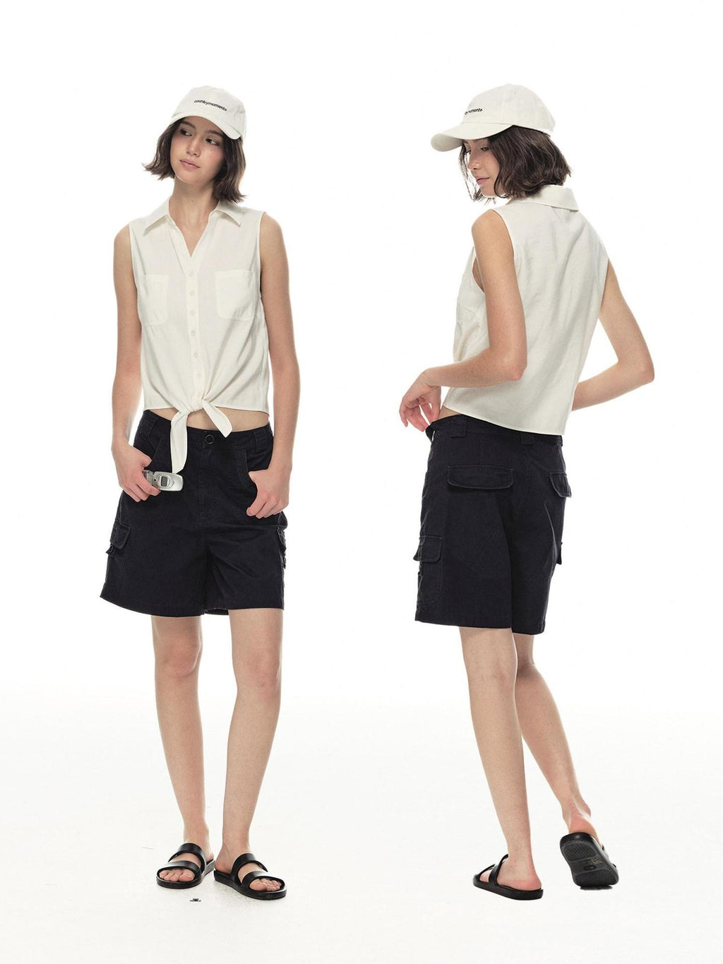Country Moment Breathable Quick Dry Loose Tie Front Women Commuter Modal Sleeveless Short Shirts