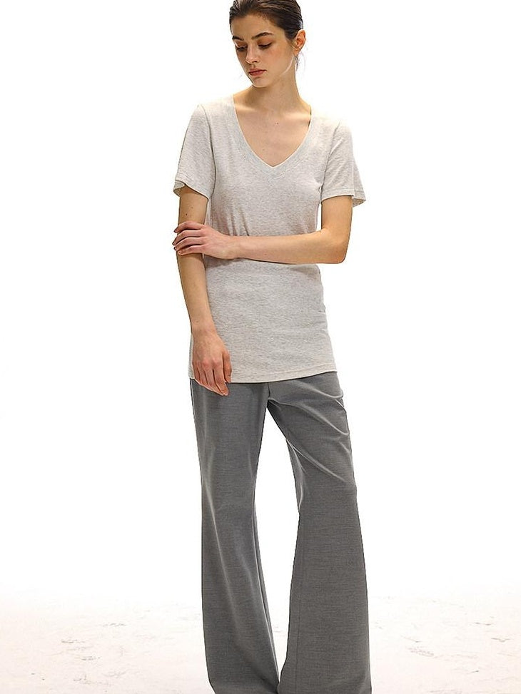 Country Moment Moisture Wicking V-neck Slim Minimalist Women Plain Short Sleeve T-Shirts