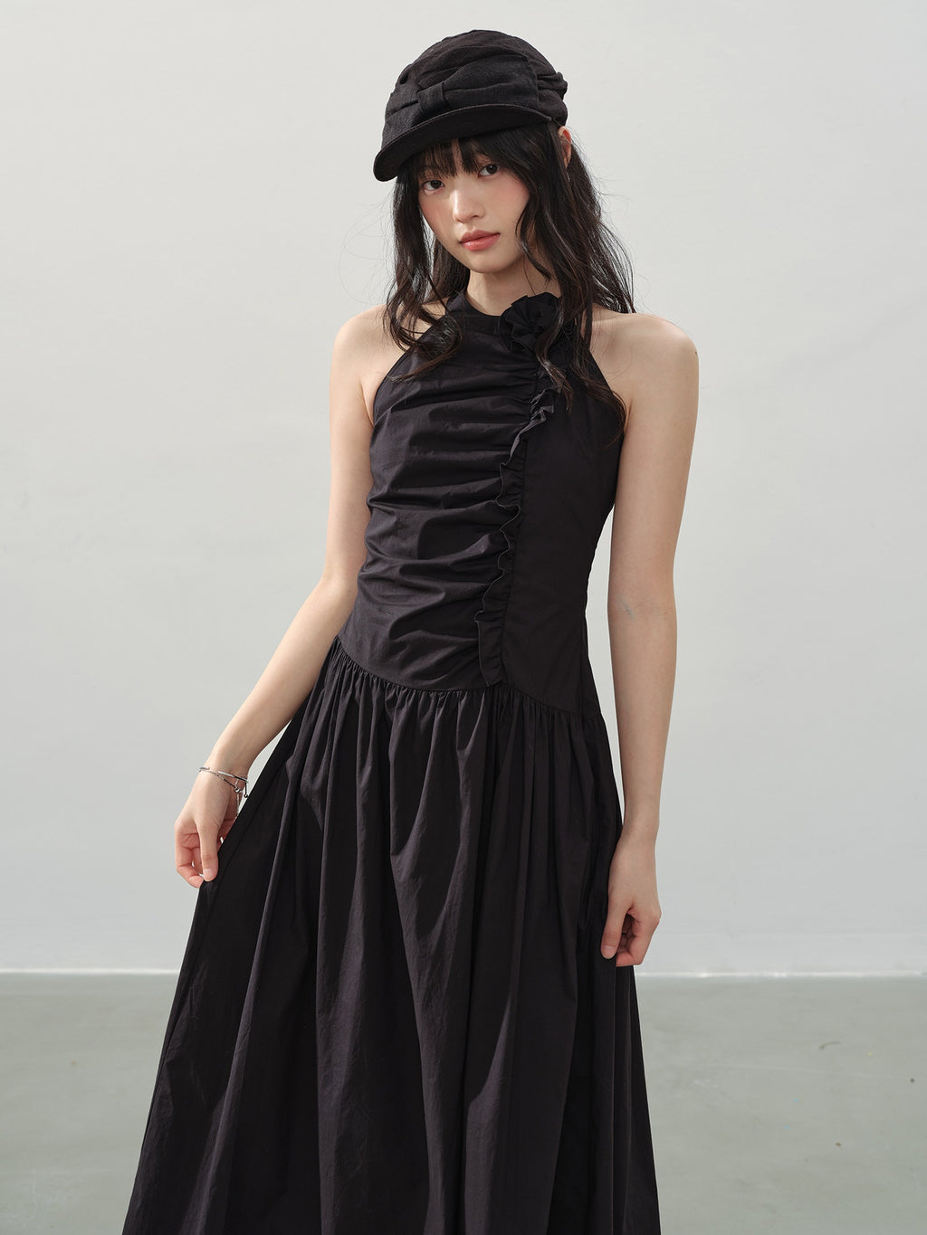 DDGIRL_studio_Elegant_High_Waist_A_Line_Pleated_Cotton_Hidden_Back_Zipper_Party_Maxi_Skirts_MISSTT