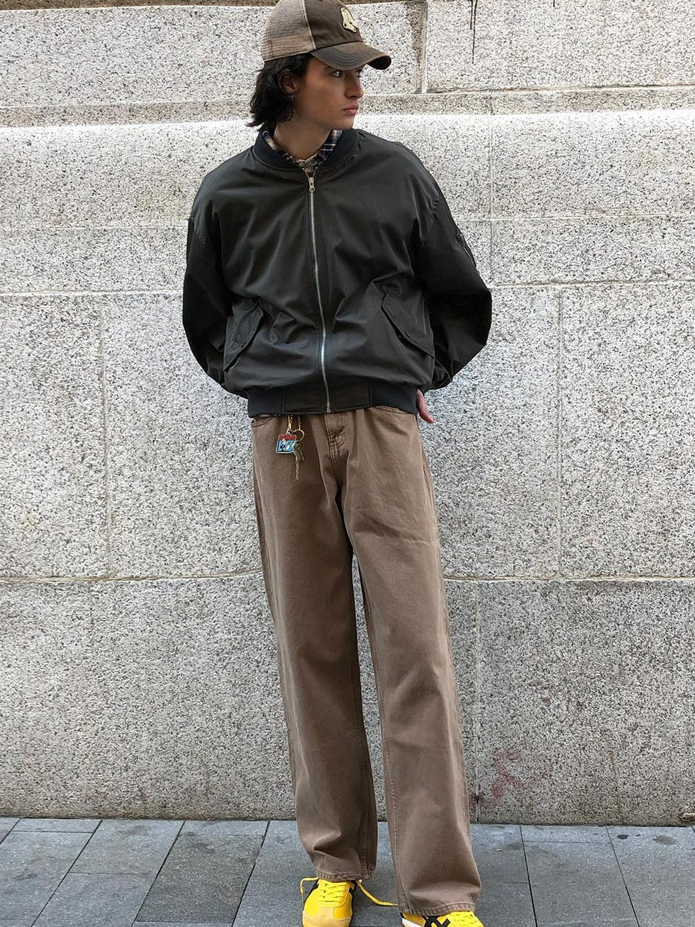 Country Moment Loose Cropped Youth Unisex Polyester Baseball Collar Dark Grey Bomber Jackets