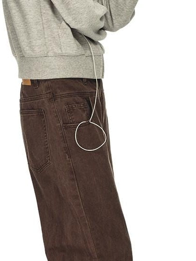 Country Moment Breathable Cotton Washed Patchwork Loose Cargo Mid Waist Casual Straight Pants