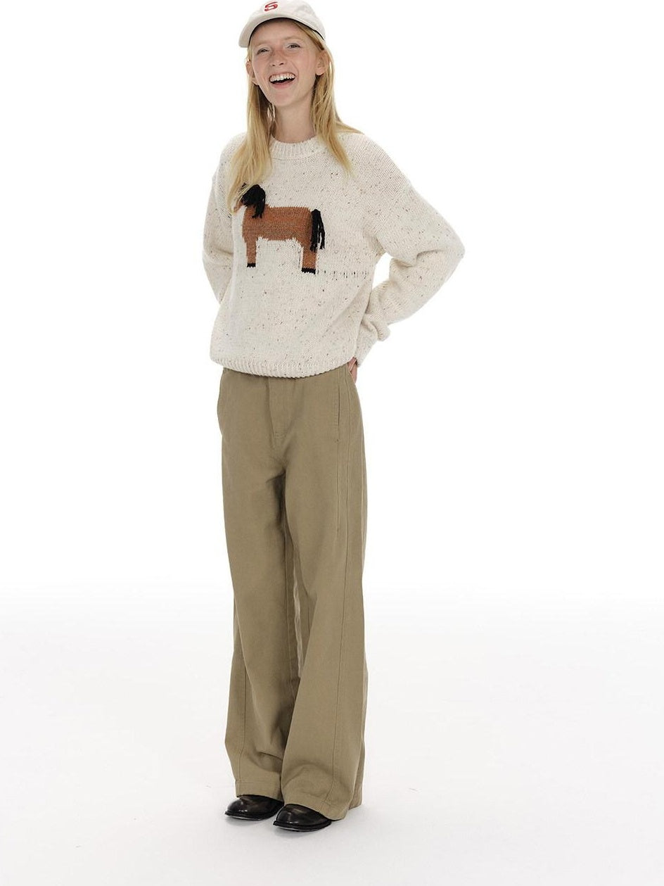 Country Moment 100 Percent Cotton Relaxed Wide Leg Casual Unisex Khaki Black Cargo Pants