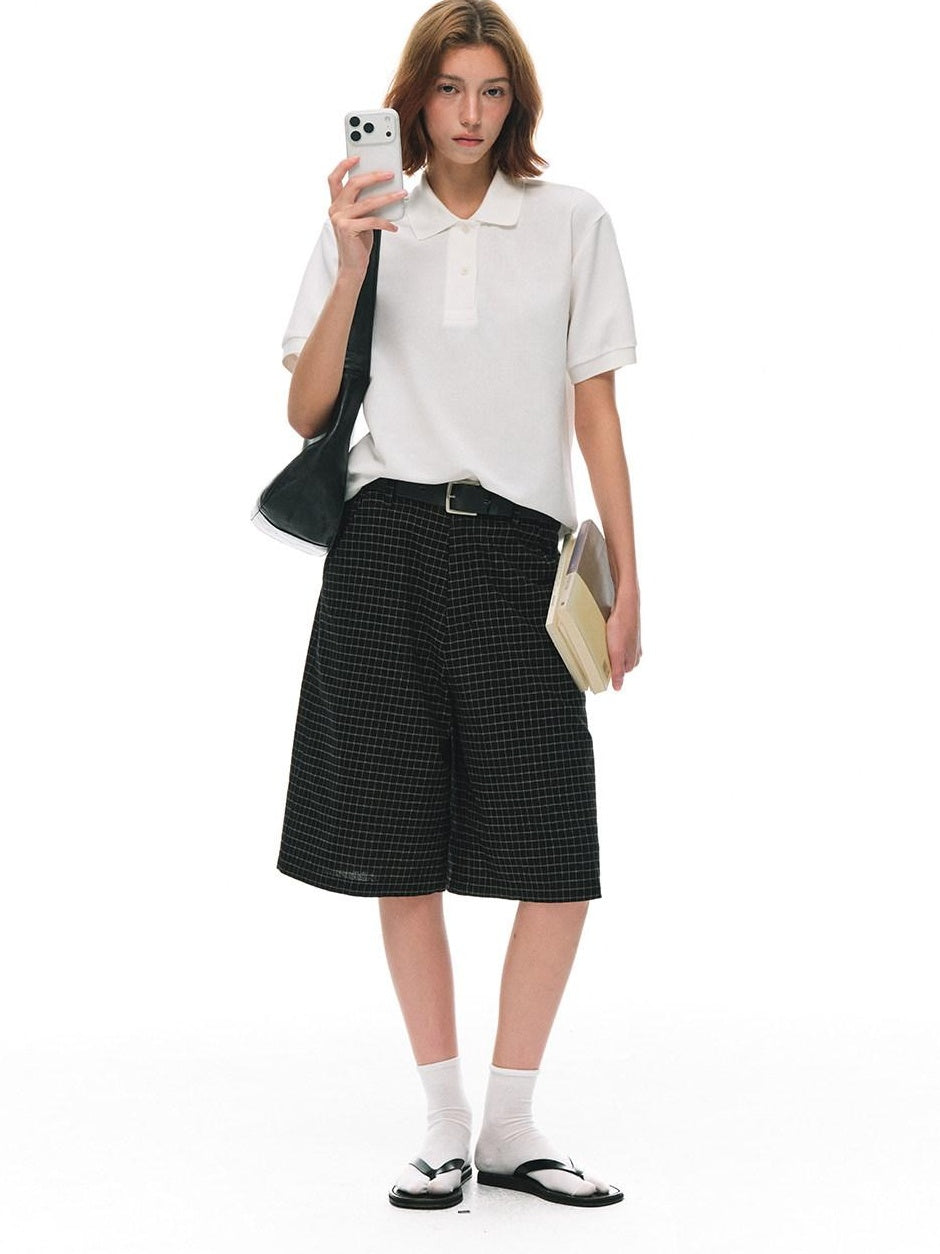 Country Moment 100 Percent Cotton Plaid Mid Rise American Casual Citywalk Mid-Length Shorts