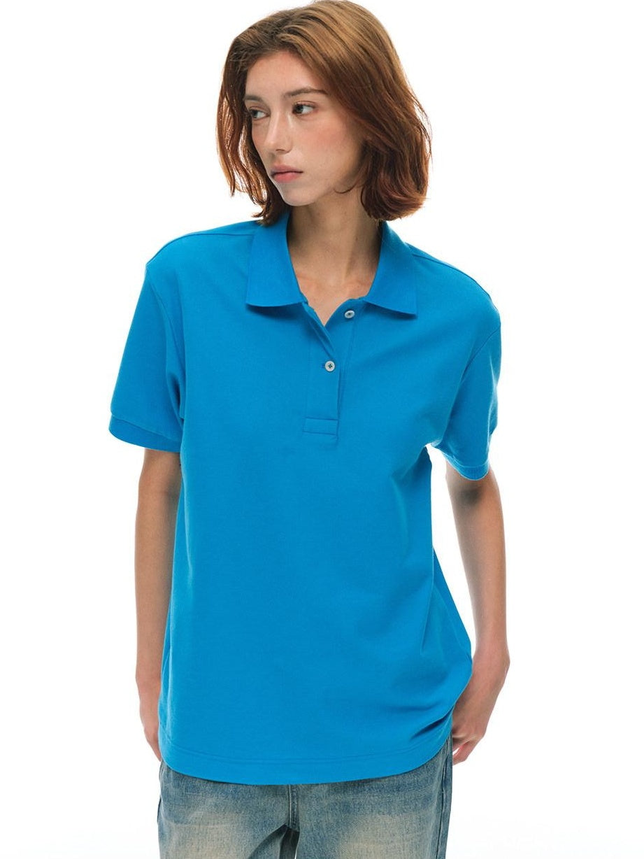 Country Moment Pure Cotton Breathable Loose Fit Polo Collar Women Short Sleeve T-Shirts