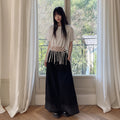 DDGIRL_studio_White_Fringe_Cropped_Loose_100%_Cotton_Commuter_Crew_Neck_Short_Sleeve_T-Shirts_MISSTT