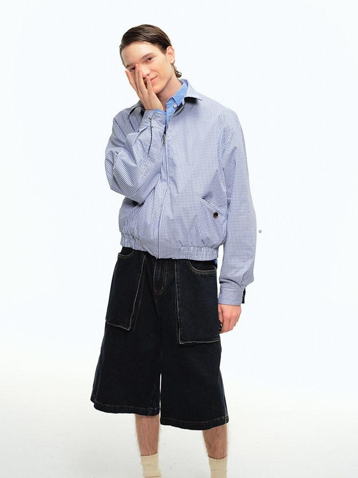 Country Moment Shape Retention Mid Rise Loose Straight Blue Denim Teen Cotton Mid-Length Shorts