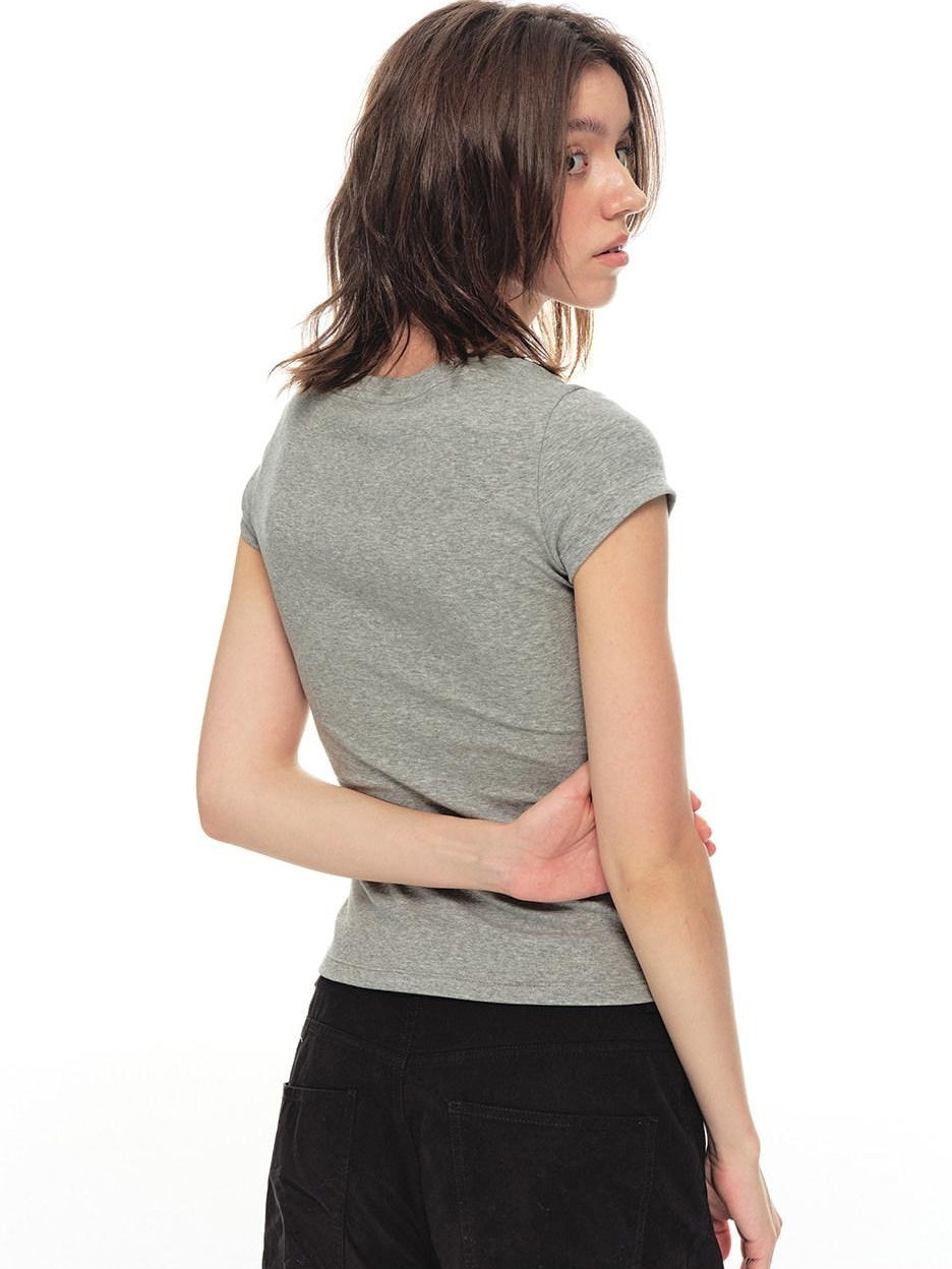 Country Moment Breathable Stretch Washed Slim Fit U Neck Women Cotton Short Sleeve T-Shirts