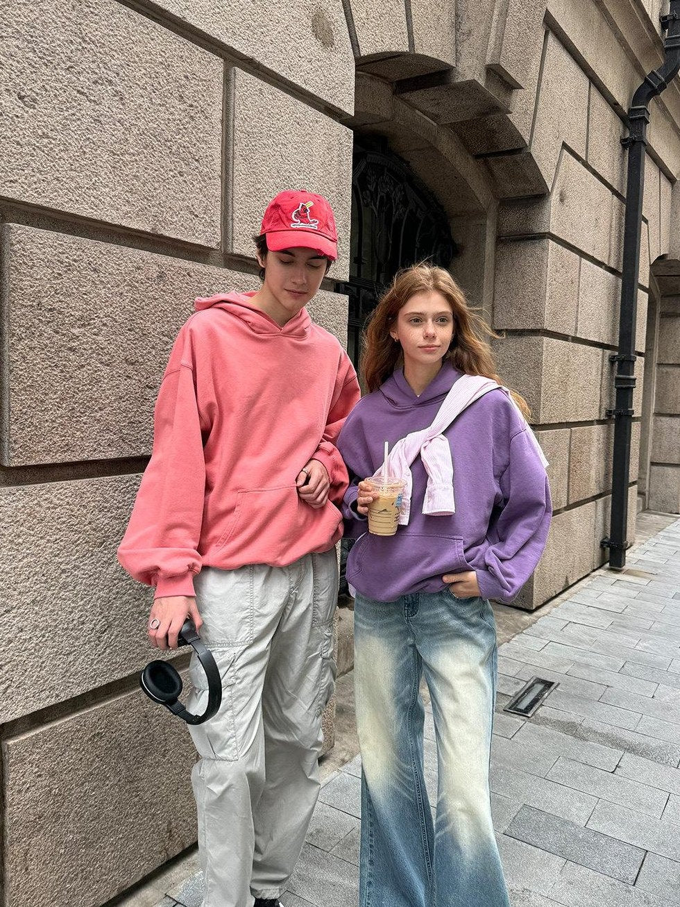 Country Moment Soft Washed Organic Cotton Loose Kangaroo Pocket Unisex Casual Pullover Hoodie