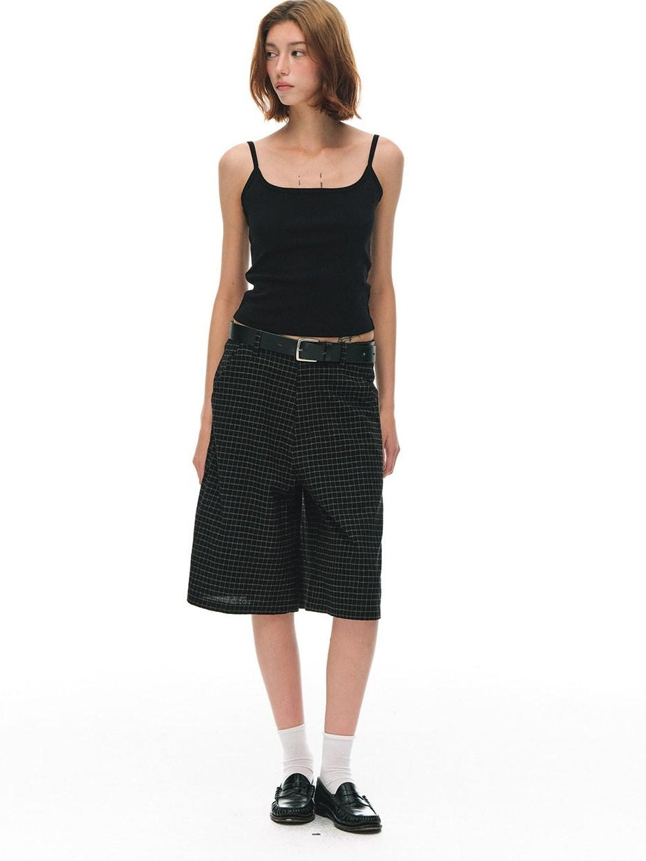 Country Moment 100 Percent Cotton Plaid Mid Rise American Casual Citywalk Mid-Length Shorts