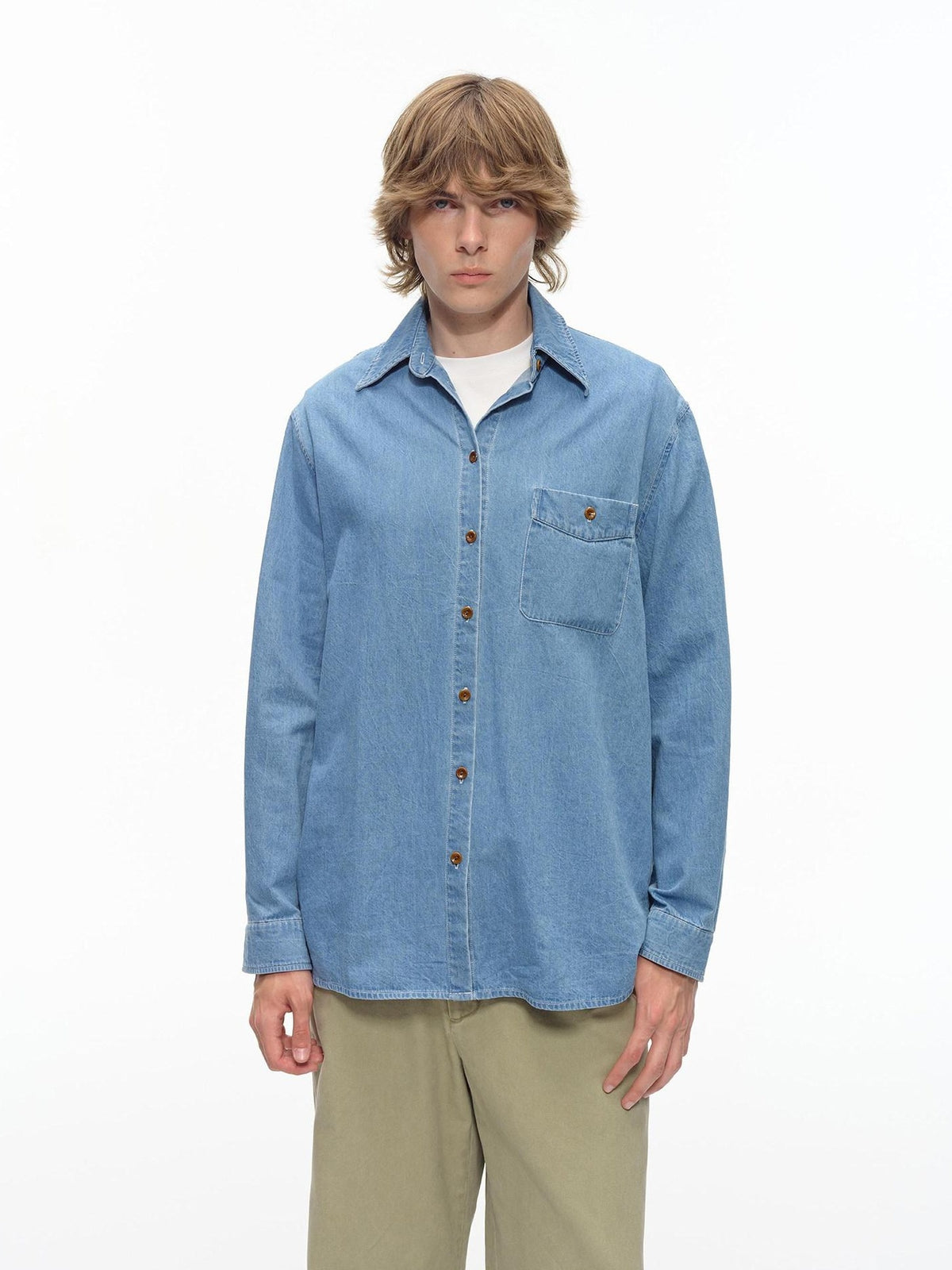 Country Moment Washed Cotton Oversized Vintage Shirt Collar Unisex Breathable Denim Jackets