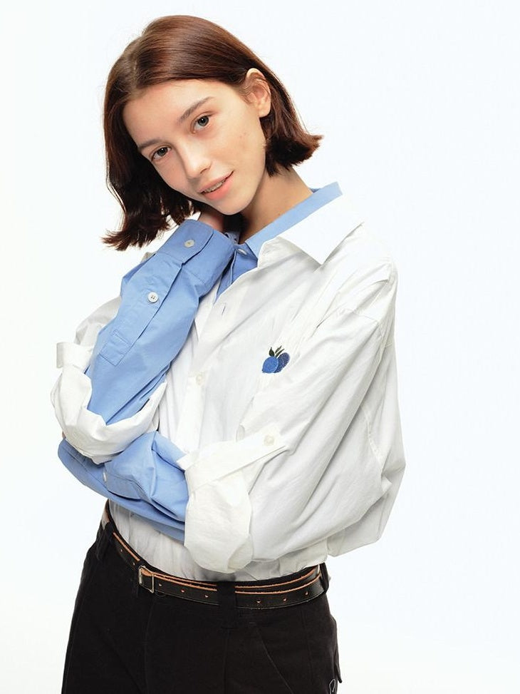 Country Moment Soft 100% Cotton Loose Fit Collared Button Youth Casual American Solid Shirts