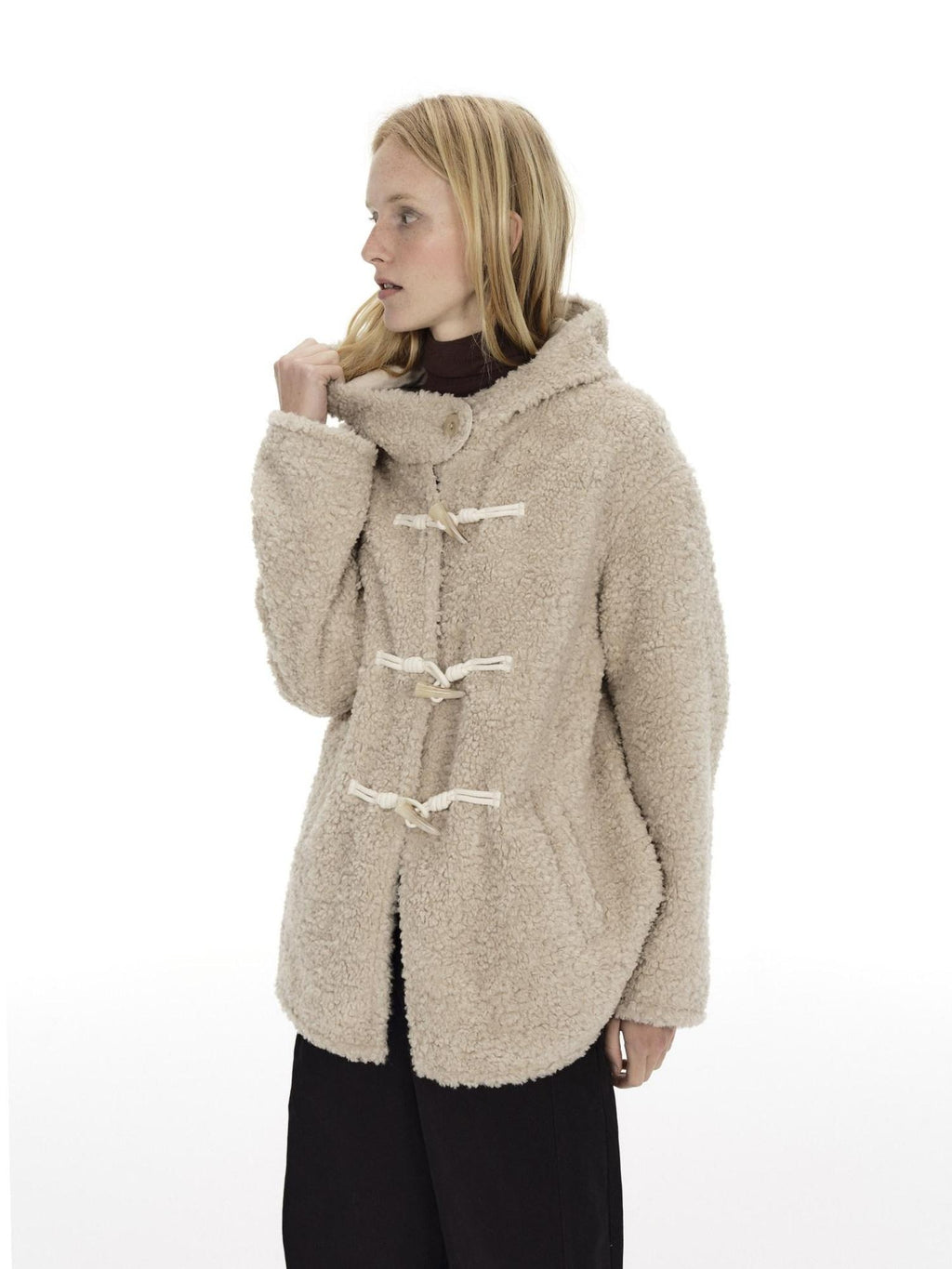 Country Moment Warm Hooded Loose Fit Cleanfit Youth Casual Polyester Beige Wool Coats
