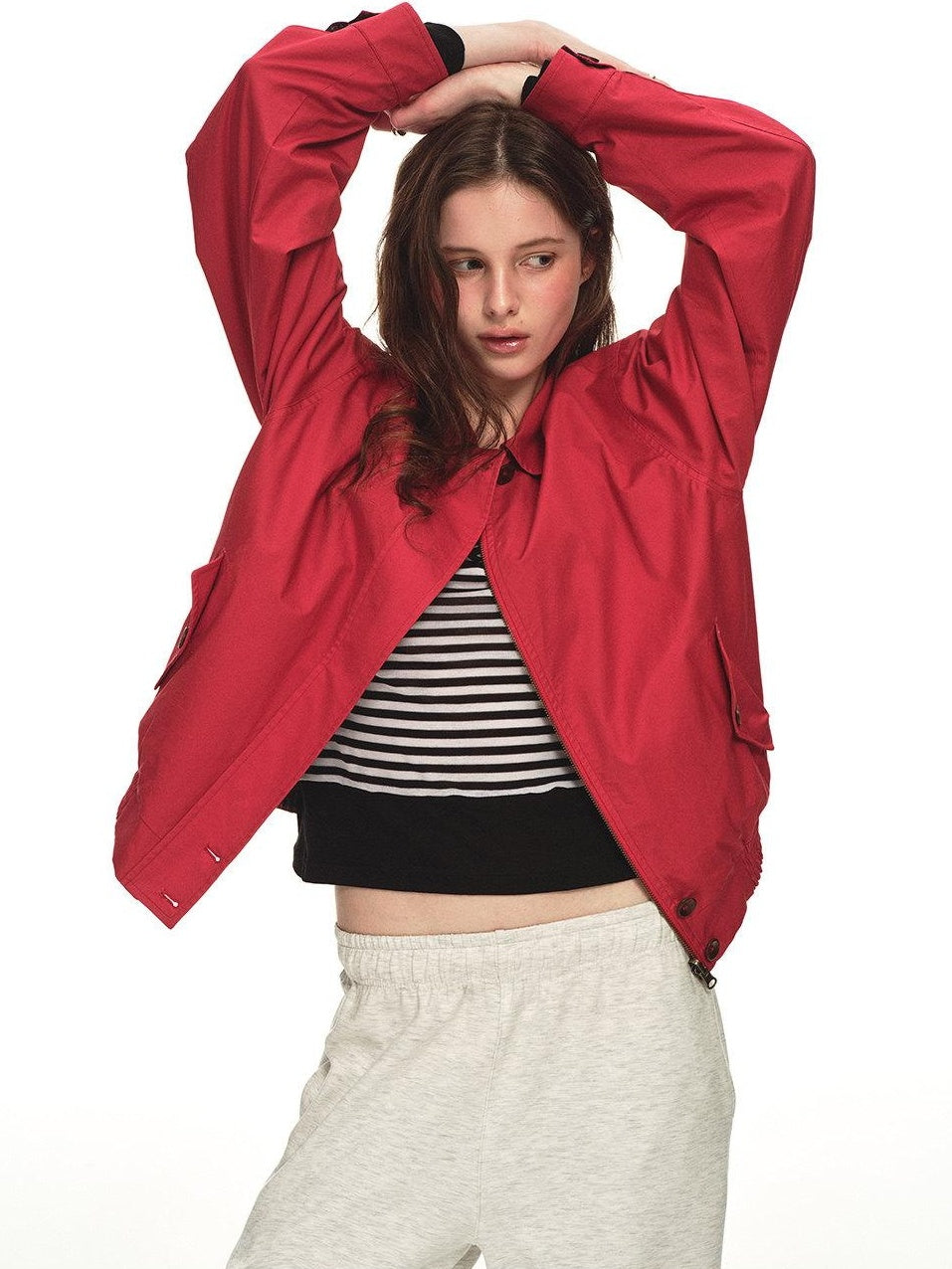 Country Moment Reversible Relaxed Unisex Cotton Plaid Zip Collar Ribbed Hem Cropped Jackets