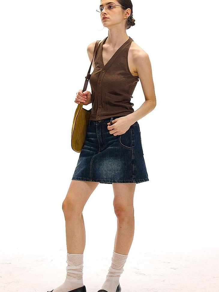 Country Moment Original Design Slim Fit Halter Neck Viscose Cotton Stretch Womens Tank Tops
