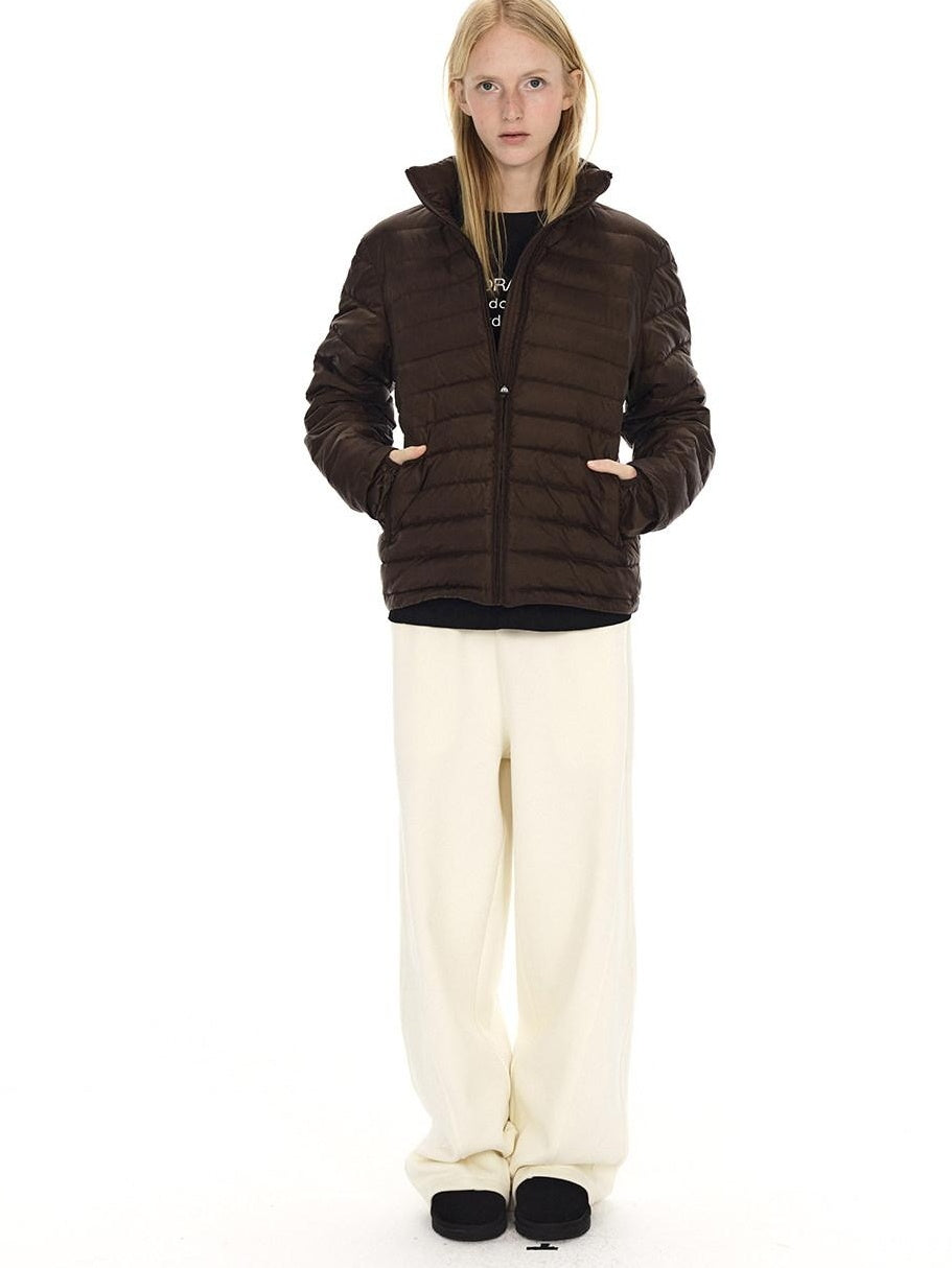 Country Moment Lightweight Warm Short Stand Collar Casual Unisex Nylon White Duck Down Jackets