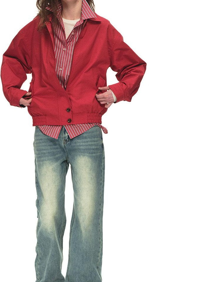 Country Moment Reversible Relaxed Unisex Cotton Plaid Zip Collar Ribbed Hem Cropped Jackets