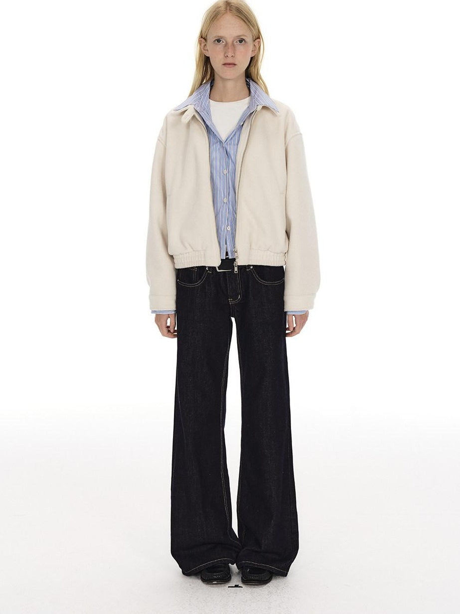Country Moment Slim Youthful Zipper Lapel Polyester Blend Beige Casual Women Cropped Jackets