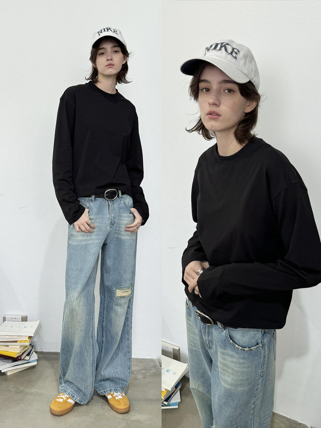 Country Moment Skin Friendly Breathable Cotton Relaxed Unisex Crew Neck Long Sleeve T-Shirts