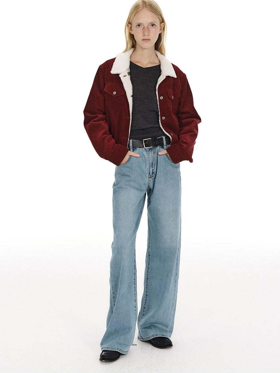 Country Moment Warm Fleece Lined Vintage Cropped Button Front Women Cotton Denim Jackets